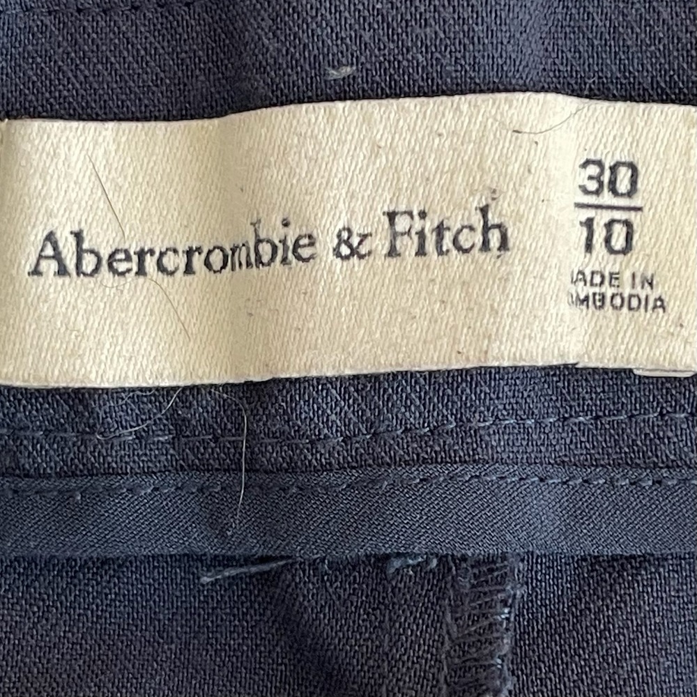 Abercrombie & Fitch Women's Navy Stretch Pleated Wide Leg Trousers Pants Size 30 - Picture 5 of 8